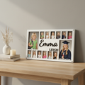 White personalized school years picture frame with photo collage and name Emma