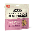Freeze-dried lamb and apple dog treats pouch with ACANA branding, front view