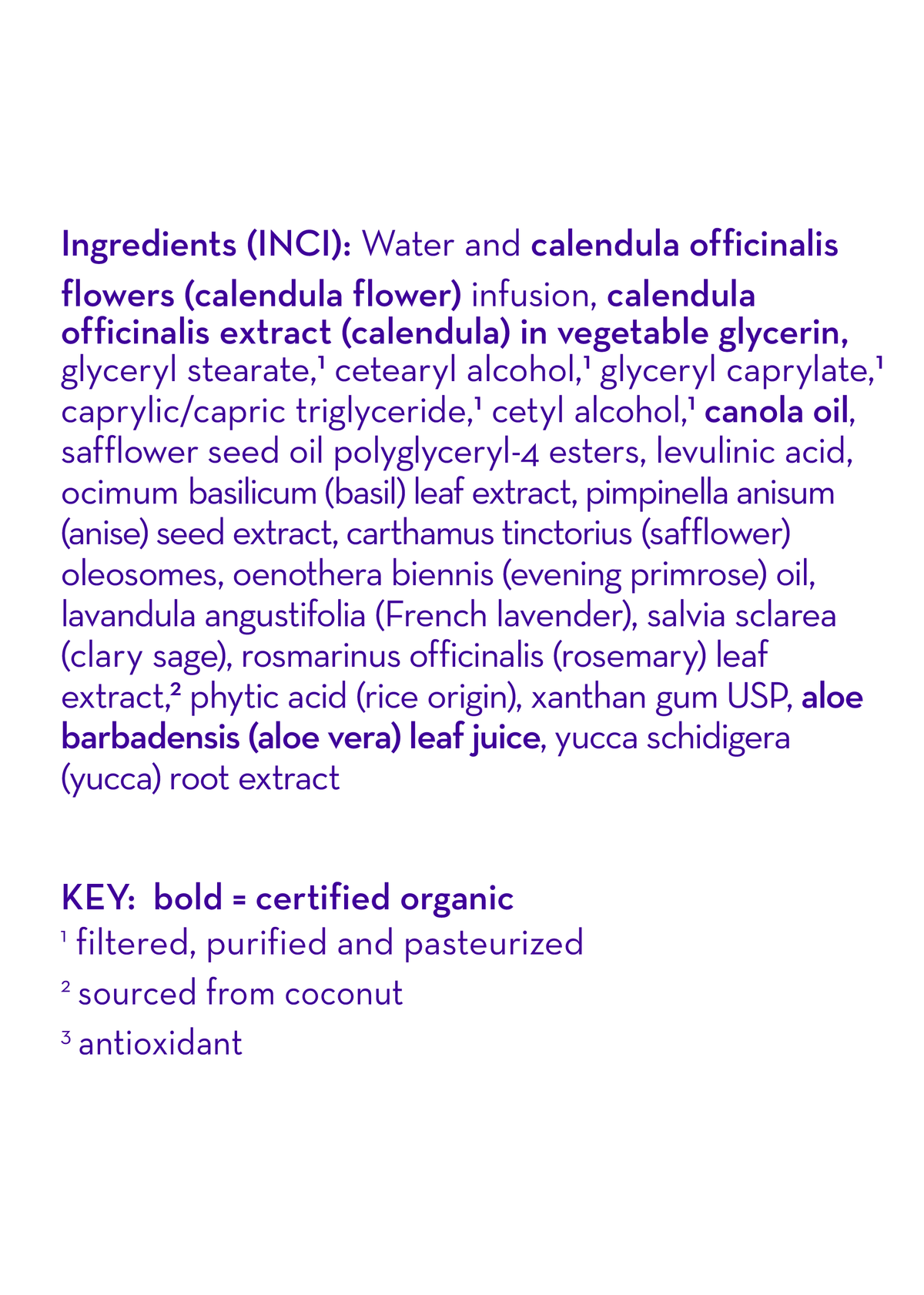 Calendula Everyday Lotion ingredients and key label text