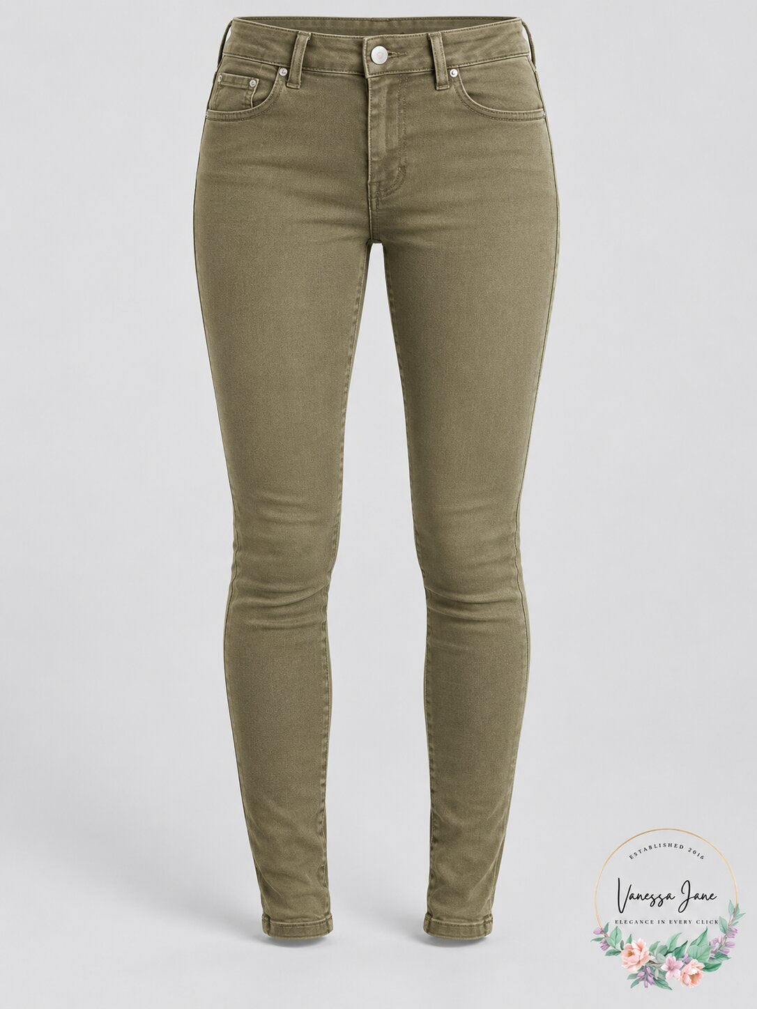 Levis 710 super skinny sateen jeans, olive green, five-pocket front with belt loops