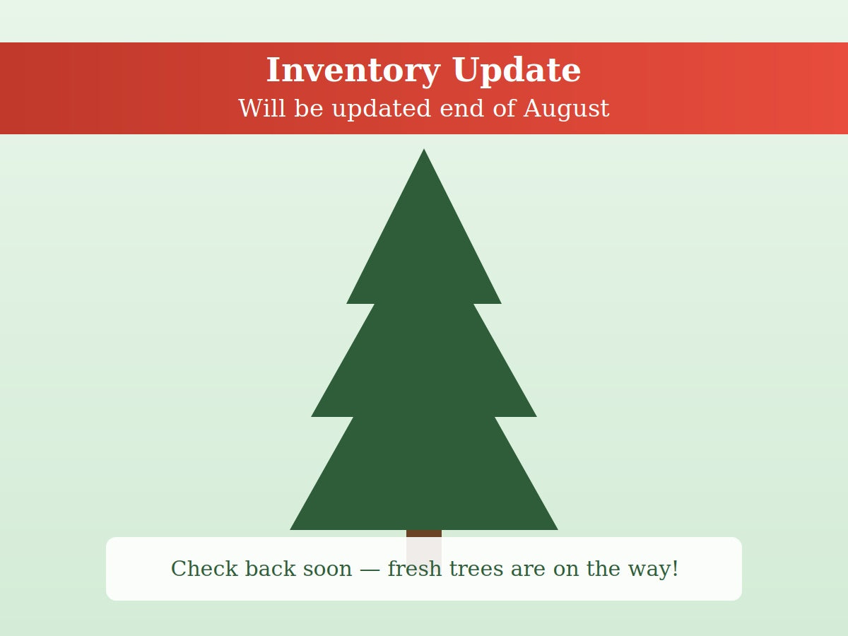 Green Christmas tree icon on an inventory update banner