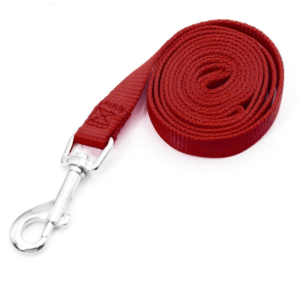 Jeffers 1-ply nylon dog leash, dark red webbing with chrome snap and D-ring