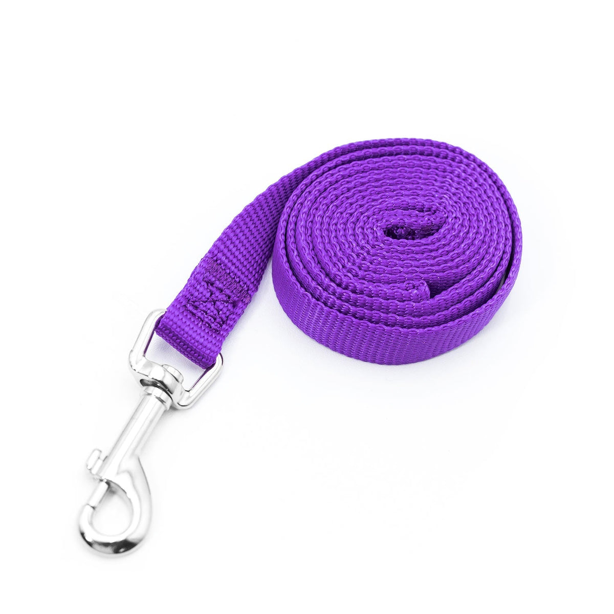 Jeffers 1-ply nylon dog leash, purple webbing with chrome snap and D-ring