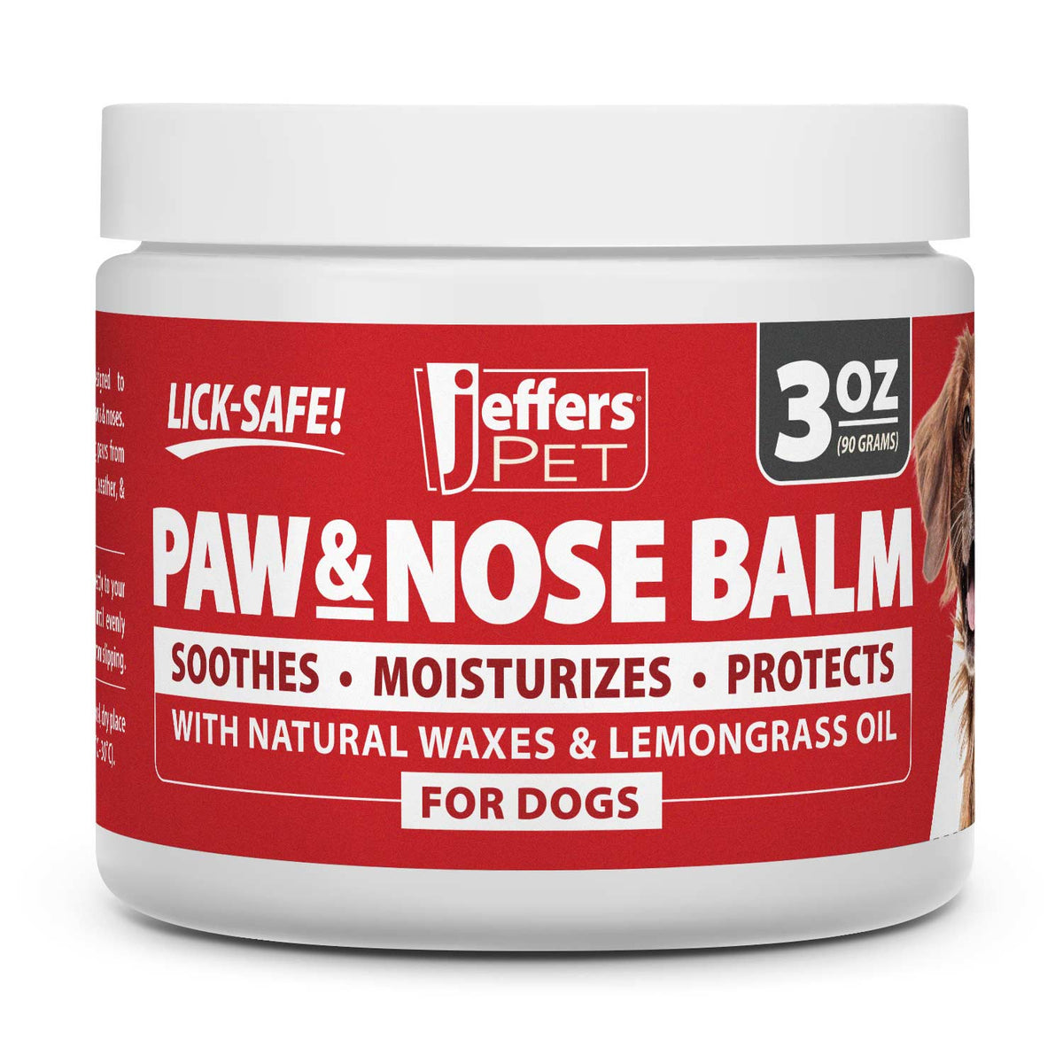 Jeffers Paw & Nose Protection Balm jar, red and white 3 oz container