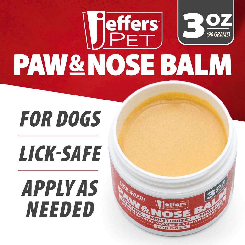 Jeffers Paw & Nose Balm 3 oz jar with white lid and amber balm inside