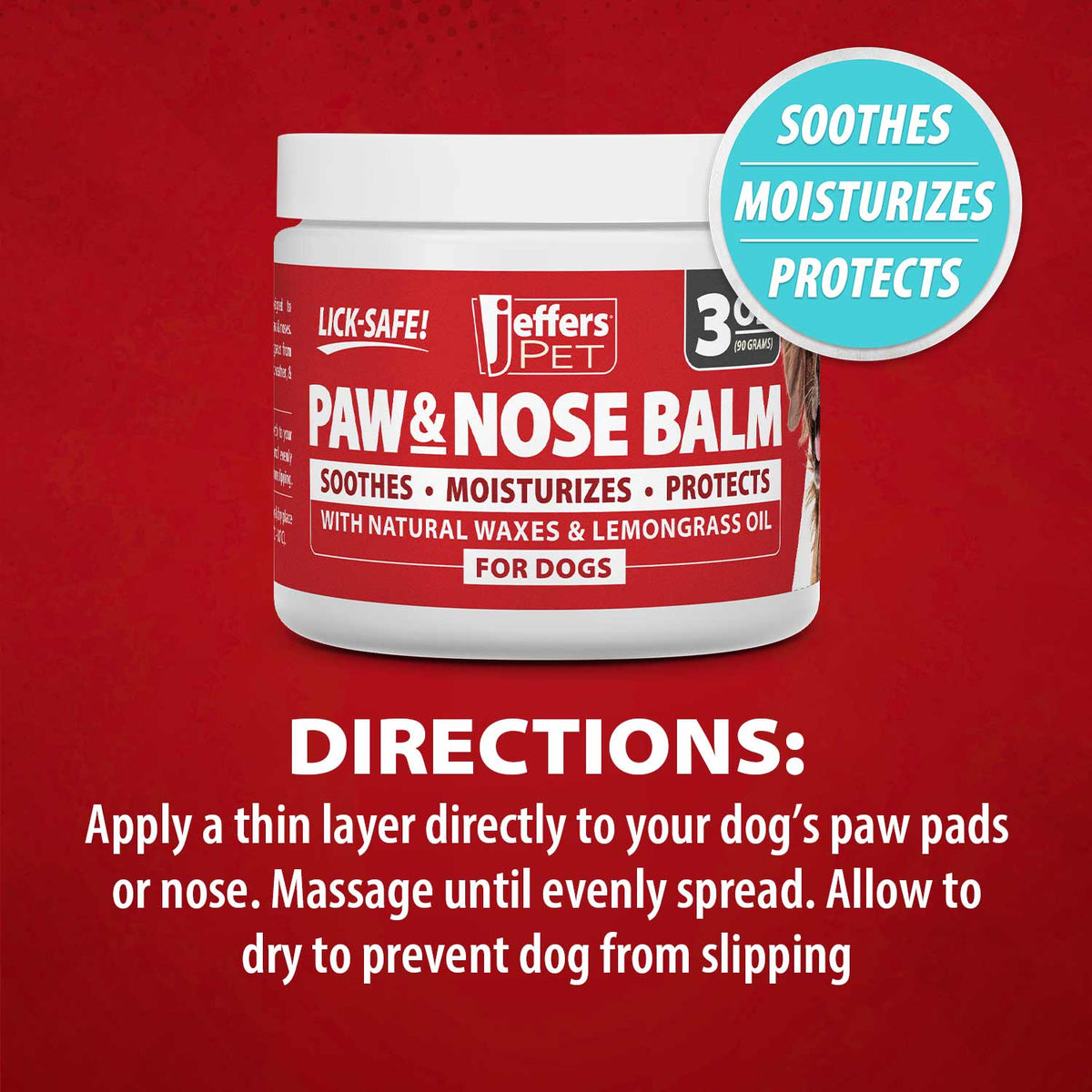 Jeffers Paw & Nose Balm jar with white lid and red label
