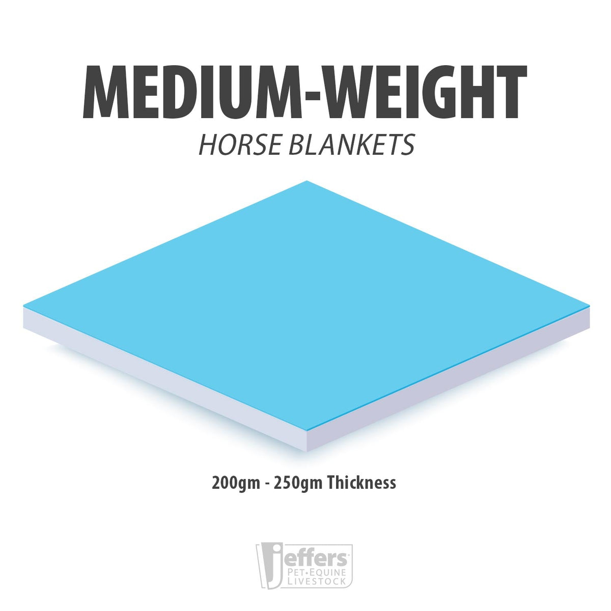 Medium-weight horse blanket thickness diagram, 200g to 250g