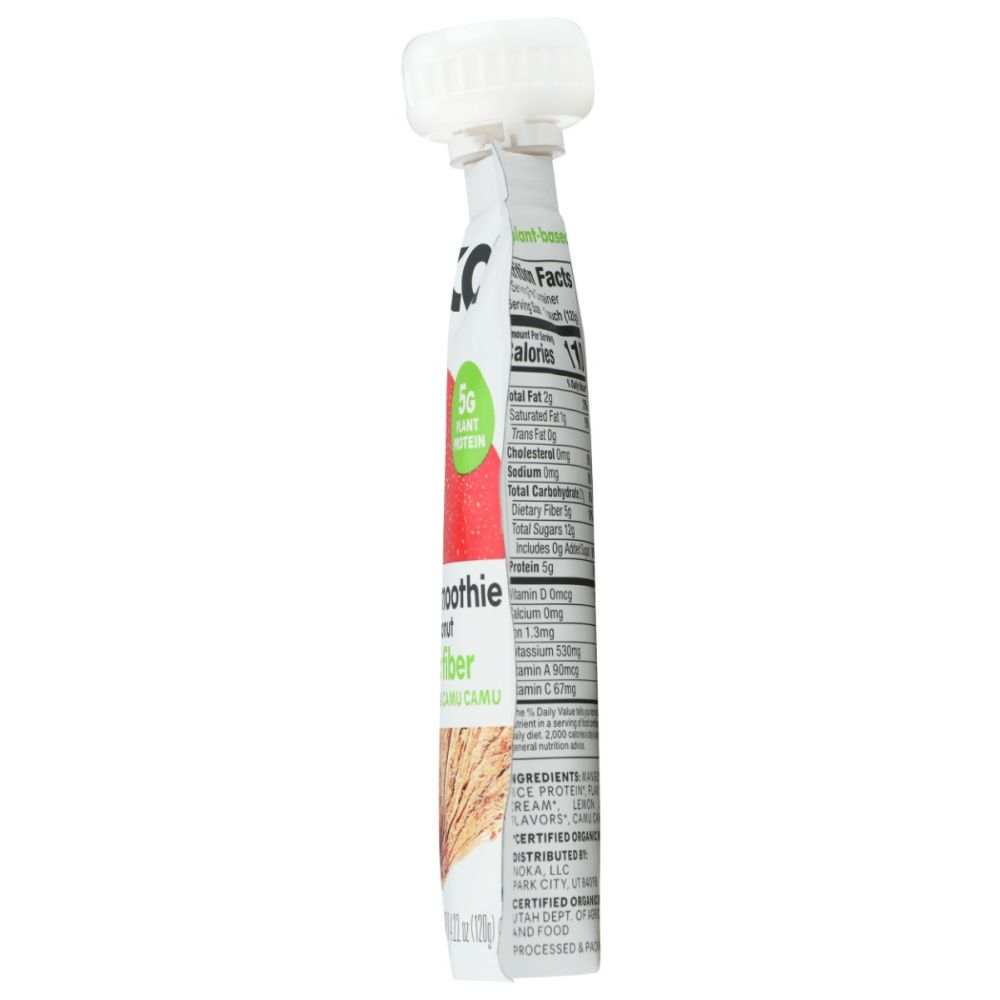 Superfood smoothie pouch back with ingredient and nutrition details panel