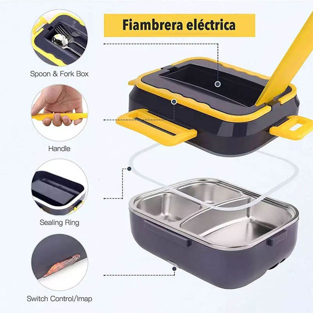 Portable electric lunch box with stainless inner compartments and sealing ring