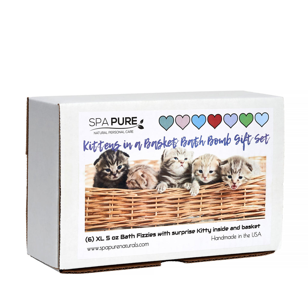 Spa Pure kittens-in-a-basket bath bomb gift set box