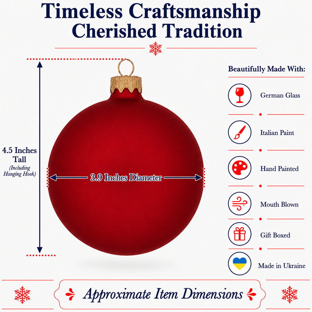 Red matte glass ball ornament with gold cap and hanging loop