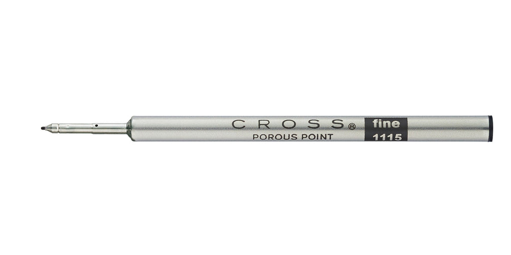 Black fine porous-point felt-tip refill with metal writing tip