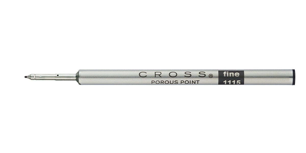 Black fine porous-point felt-tip refill with metal writing tip