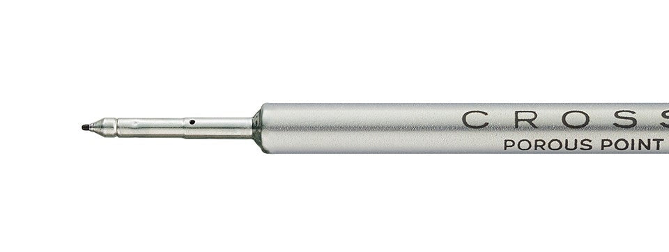 Side view of black fine porous-point felt-tip refill barrel