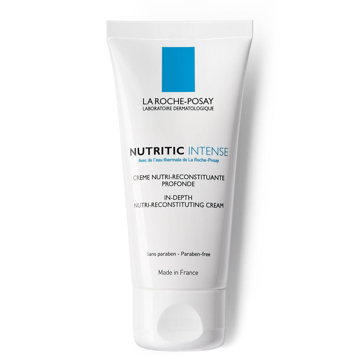 La Roche-Posay Nutritic Intense nourishing face cream tube, white with blue label.