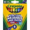 Crayola ultra-clean washable large crayons box, 8 color crayon set in assorted hues