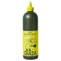 Graza extra-virgin olive oil bottle with green squeeze cap and yellow label