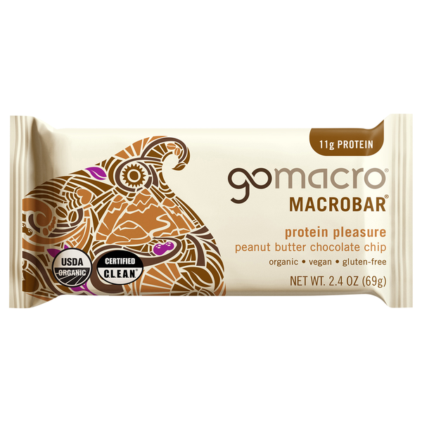 Protein bar wrapper, peanut butter chocolate chip flavor, 11g protein badge