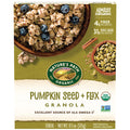 Nature's Path organic pumpkin seed + flax granola package front with logo and bowl