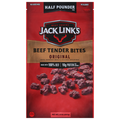 Jack Link's Original Beef Tender Bites meat snack pouch, red with beef bites graphic