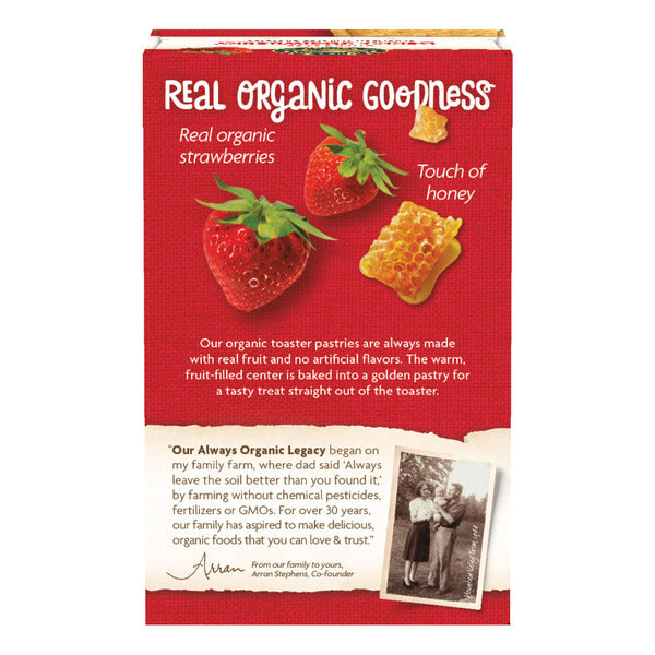 Unfrosted berry strawberry toaster pastries box back, red with strawberry images