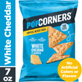 PopCorners popcorn snack bag, White Cheddar flavored, with triangular crisps