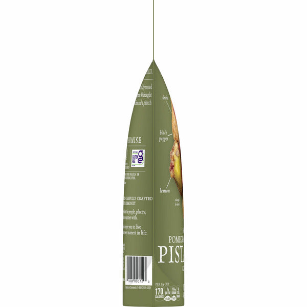 Pomegranate glazed pistachios snack pouch, side view