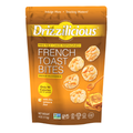 French toast mini rice cake bites pouch with yellow label and drizzled graphics