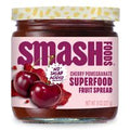 Cherry pomegranate fruit spread jar with dark red label