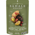 Pomegranate flavored glazed pistachios snack pouch with nut mix front label
