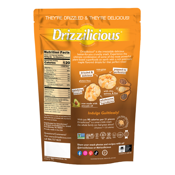French toast mini rice cake bites pouch back with nutrition facts and ingredients