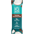 Teal wrapped protein bar, toasted coconut chip flavor, 12g plant protein, 1g sugar