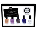 Luxury nail polish set with five bottles and polish remover jar, in gift box