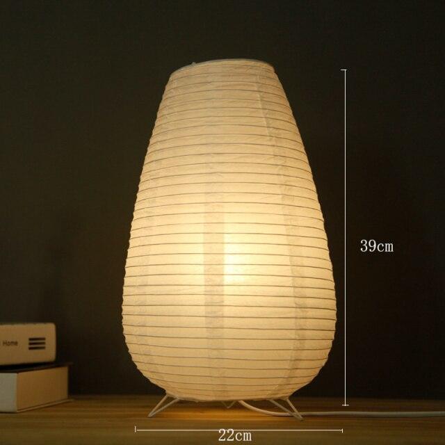 LED paper lantern desk lamp, 39cm tall, teardrop white paper shade on tripod base