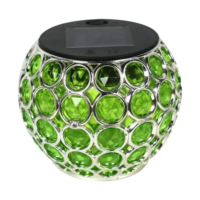 Green LED solar hollow lawn lamp with clear mosaic globe and black solar cap