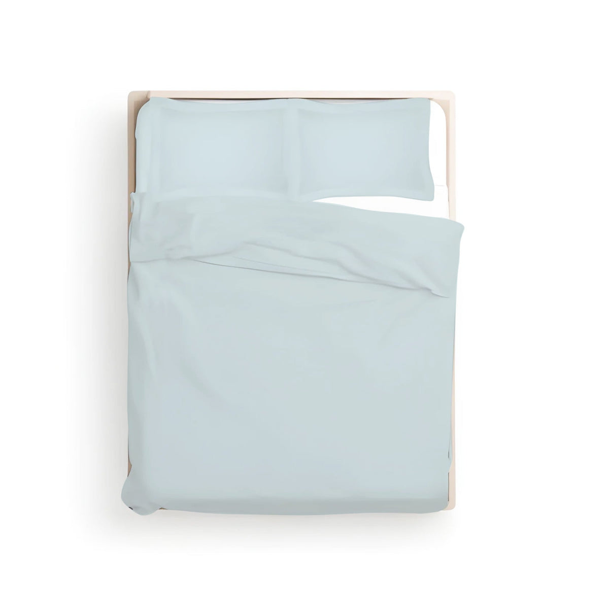 Solid light blue cotton sateen duvet cover set with pillow shams