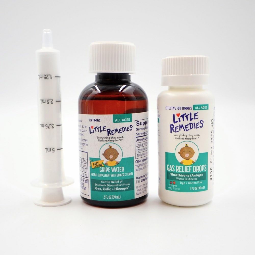 Gripe water and gas relief drops bottles with droppers for newborn care