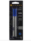 Dual pack gel pen ink refills with blue caps and blue gel ink, medium tip