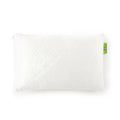 White lumbar cooling pillow with diamond texture and visible zipper tag