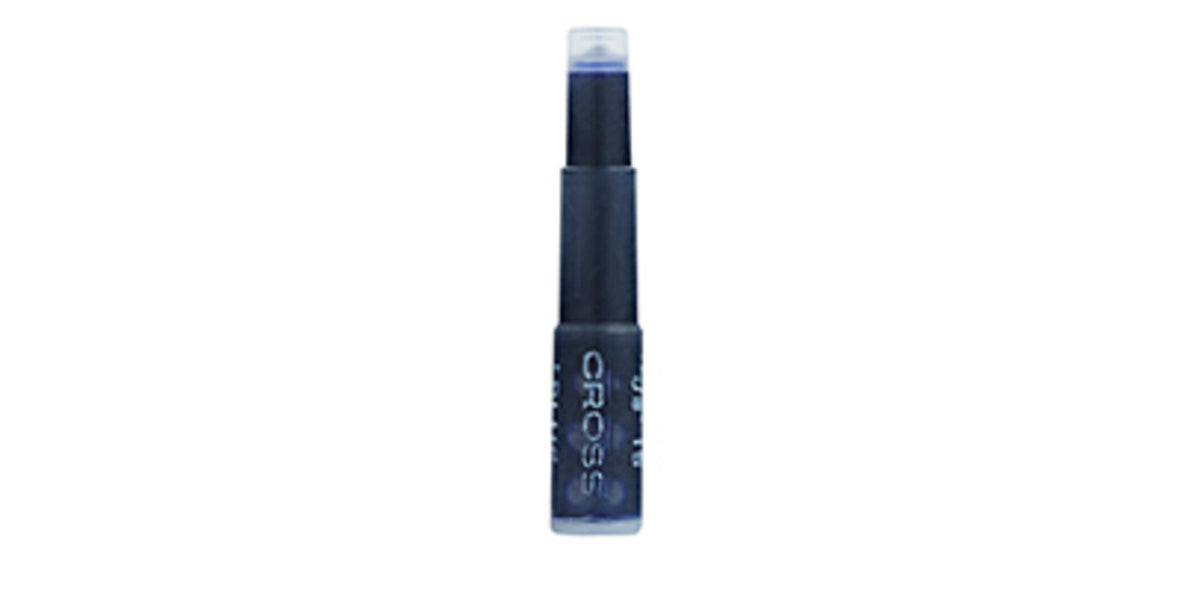 Blue fountain pen ink cartridge in clear plastic sleeve