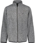Nautica boys heather gray fleece zip jacket with high collar and chest logo