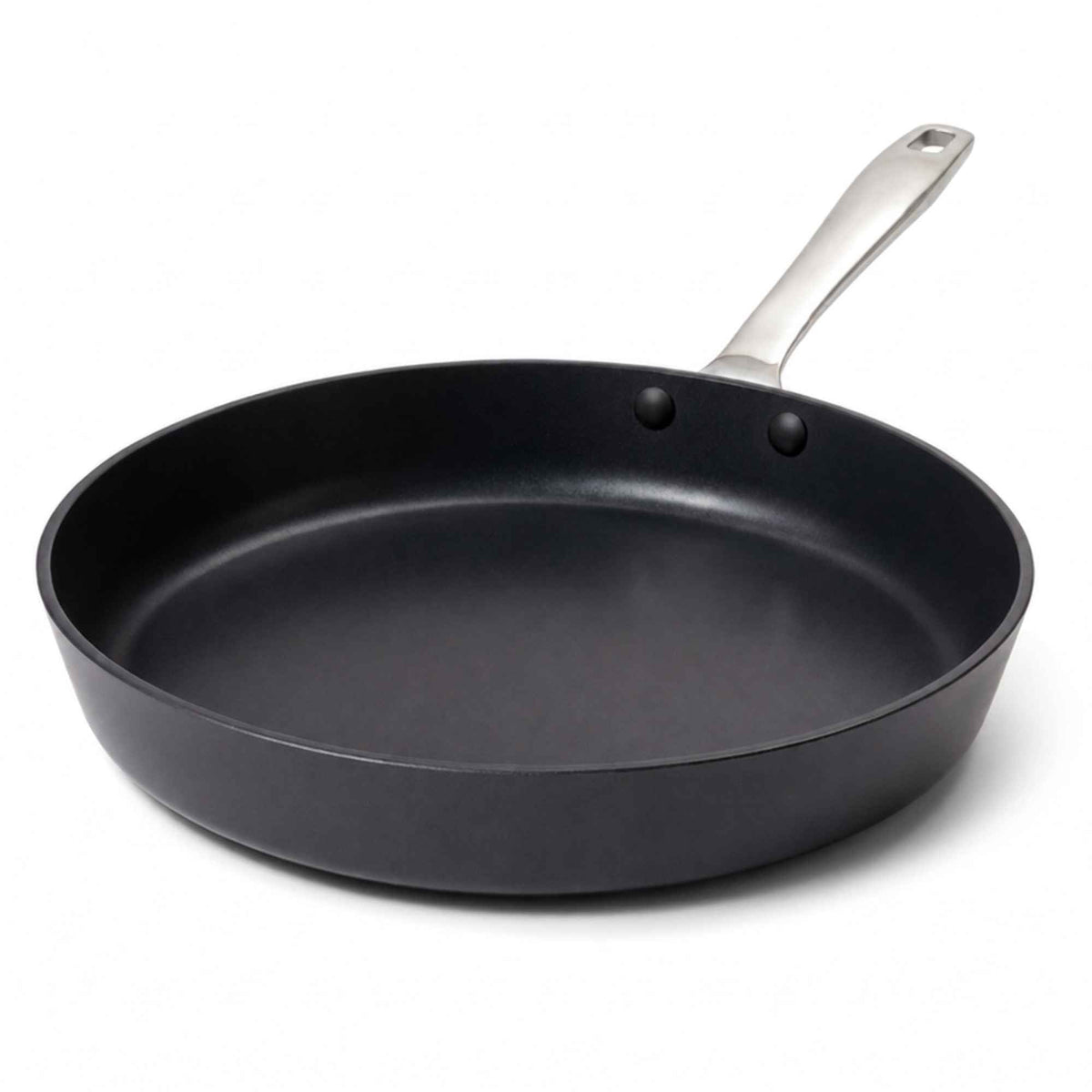Ceramic nonstick frying pan, black skillet with stainless steel handle