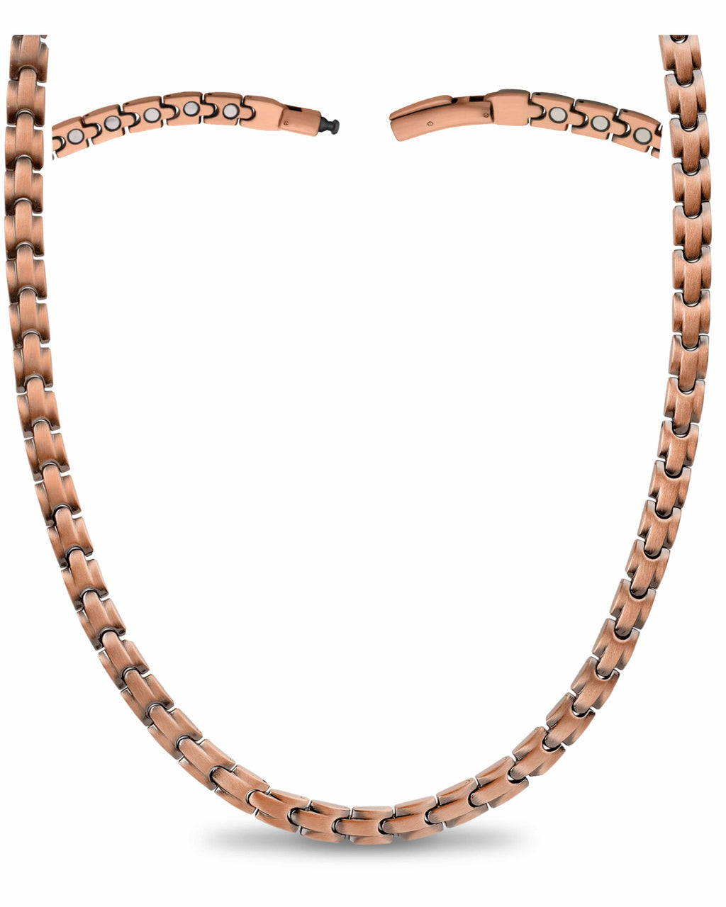 Copper magnetic therapy necklace with classic link chain, copper tone