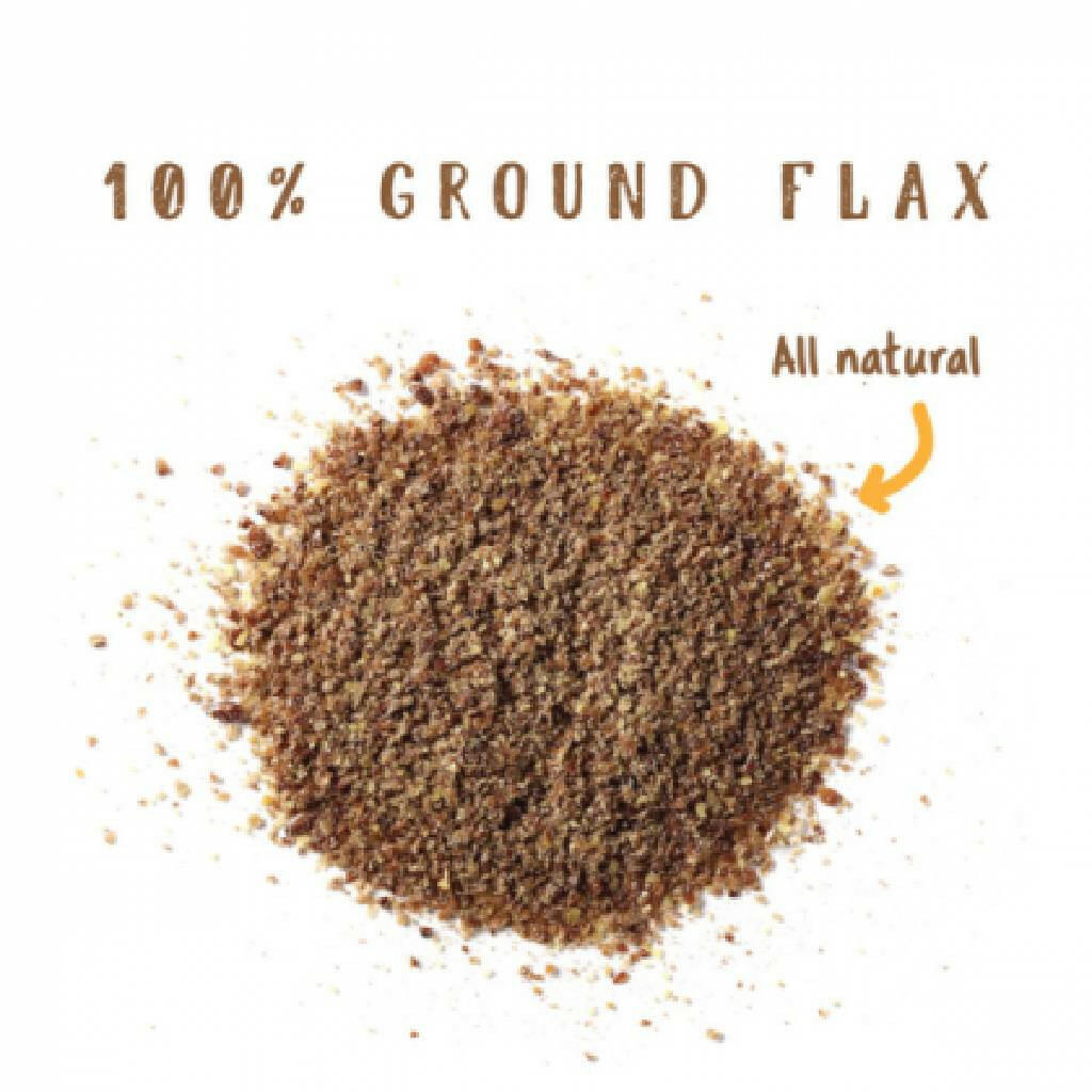 Ground flax powder pile, all-natural seed supplement