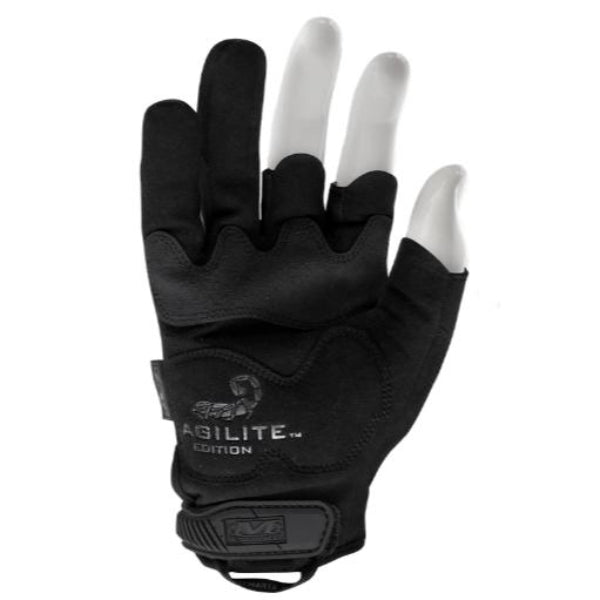 Black tactical gloves with padded palm and Agilite Edition text on back