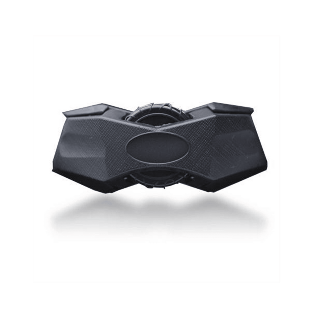 Black helmet bottom shell with oval vent and central opening cover