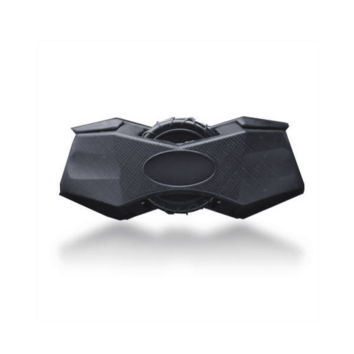 Black helmet bottom shell with oval vent and central opening cover