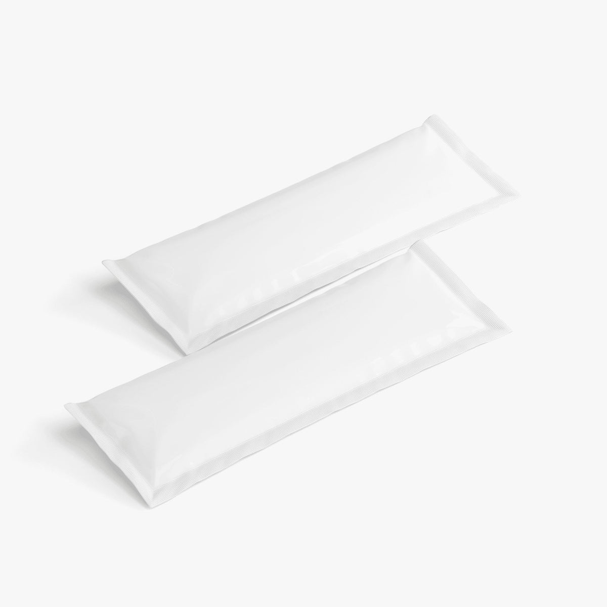 White supplement powder sachets, two sealed packets