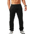 Black straight-leg casual pants with breathable fabric