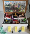 Kid bath bomb gift box with BANG, BOOM, TNT labels and Minecraft-style toy blocks